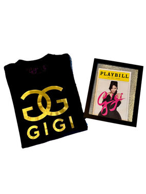 Women's Gigi Broadway Show Short Sleeve Graphic Tee, Black and Gold, Size M